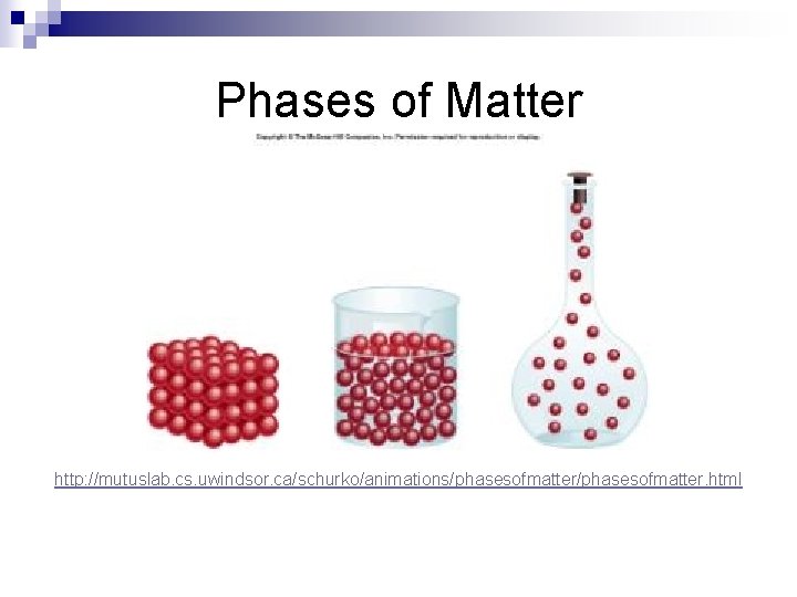 Phases of Matter http: //mutuslab. cs. uwindsor. ca/schurko/animations/phasesofmatter. html 