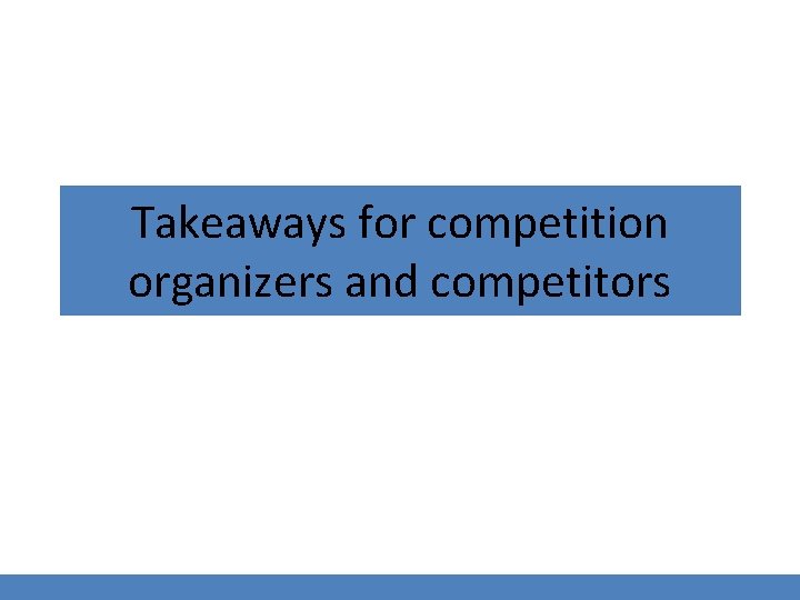 Takeaways for competition organizers and competitors 