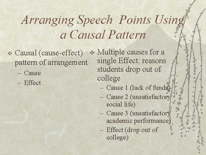Arranging Speech Points Using a Causal Pattern v Causal (cause-effect) v Multiple causes for Arranging Speech Points Using a Causal Pattern v Causal (cause-effect) v Multiple causes for