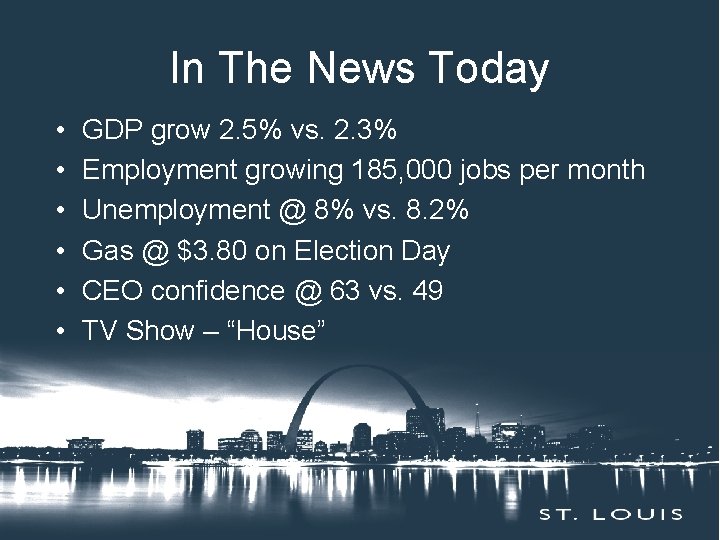 In The News. Title Today Insert Session Here • • • GDP grow 2.