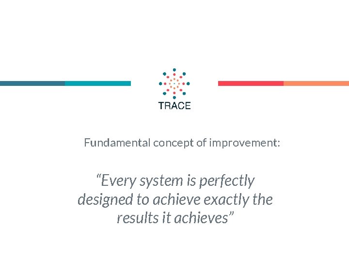 Fundamental concept of improvement: “Every system is perfectly designed to achieve exactly the results