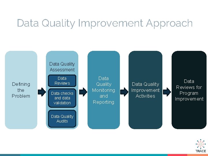 Data Quality Improvement Approach Data Quality Assessment Defining the Problem Data Reviews Data checks