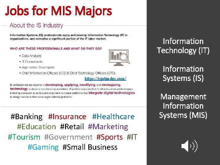 Jobs for MIS Majors Information Technology (IT) https: //isjobindex. com/ #Banking #Insurance #Healthcare #Education