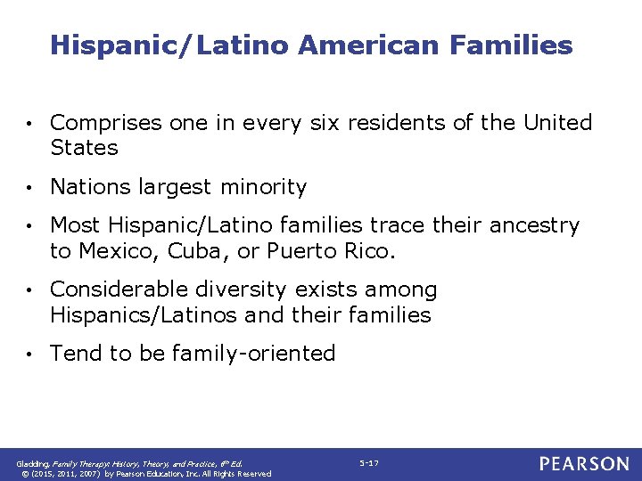 Hispanic/Latino American Families • Comprises one in every six residents of the United States