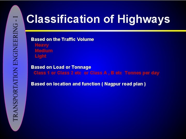Classification of Highways Based on the Traffic Volume Heavy Medium Light Based on Load