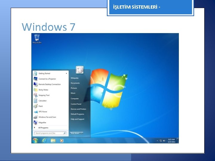 İŞLETİM SİSTEMLERİ - Windows 7 