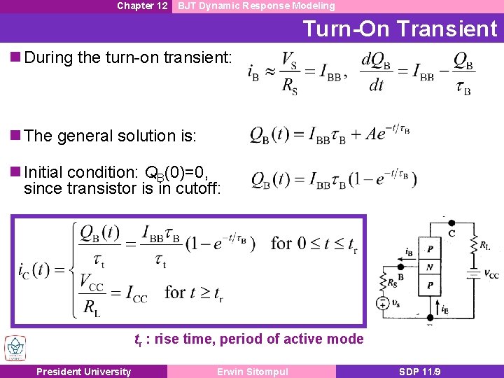 Chapter 12 BJT Dynamic Response Modeling Turn-On Transient n During the turn-on transient: n