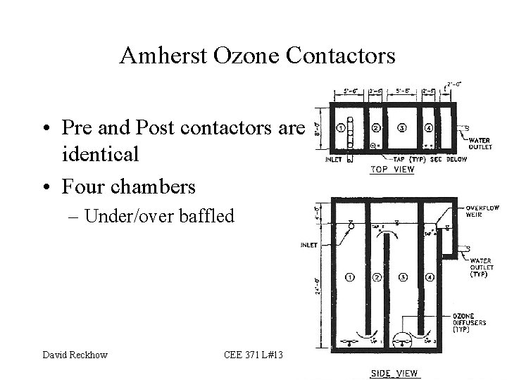 Amherst Ozone Contactors • Pre and Post contactors are identical • Four chambers –