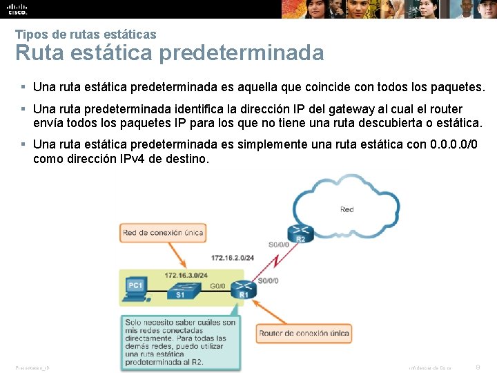 Tipos de rutas estáticas Ruta estática predeterminada § Una ruta estática predeterminada es aquella Tipos de rutas estáticas Ruta estática predeterminada § Una ruta estática predeterminada es aquella