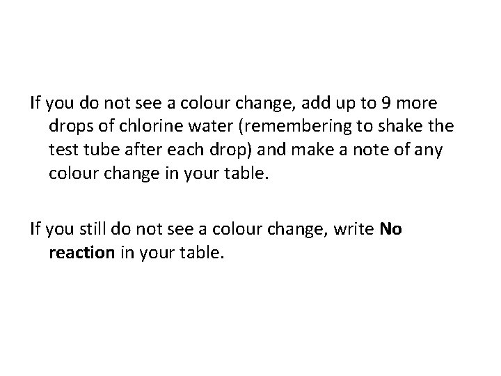 If you do not see a colour change, add up to 9 more drops