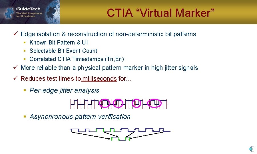 CTIA “Virtual Marker” ü Edge isolation & reconstruction of non-deterministic bit patterns § Known