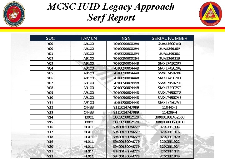 MCSC IUID Legacy Approach Serf Report 