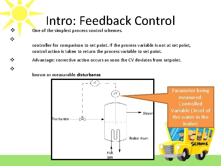 v Intro: Feedback Control One of the simplest process control schemes. v controller for