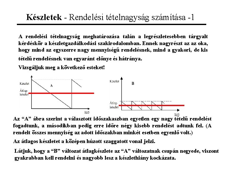 Készletek - Rendelési tételnagyság számítása -1 A rendelési tételnagyság meghatározása talán a legrészletesebben tárgyalt