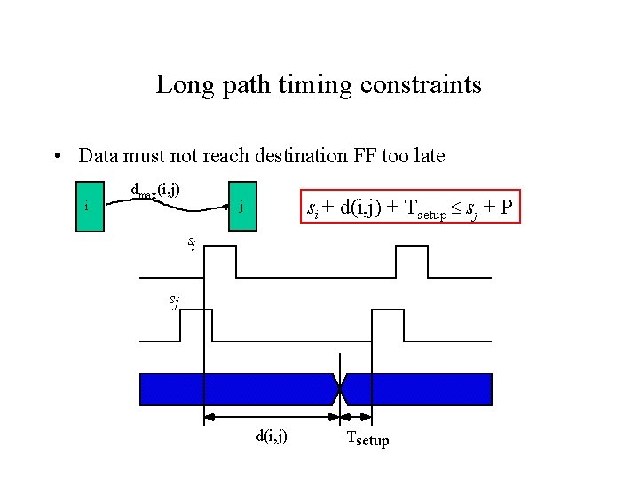 Long path timing constraints • Data must not reach destination FF too late i