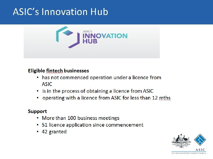 ASIC’s Innovation Hub 