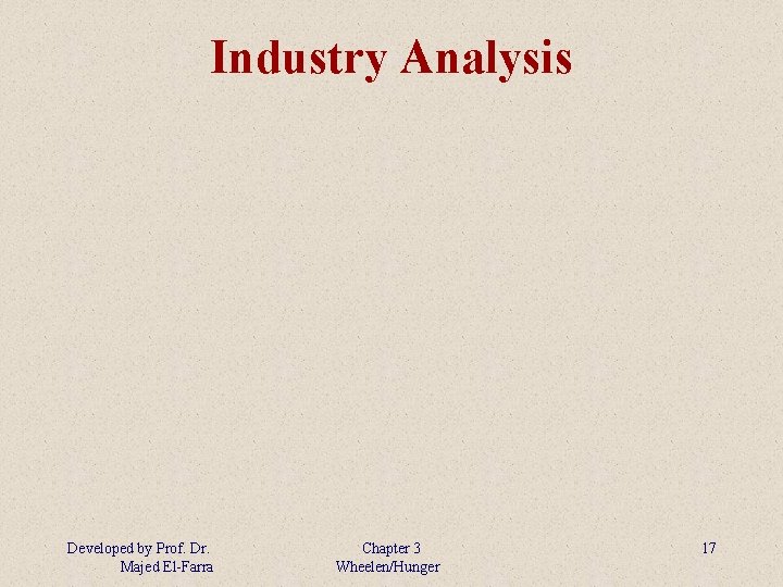 Industry Analysis Developed by Prof. Dr. Majed El-Farra Chapter 3 Wheelen/Hunger 17 