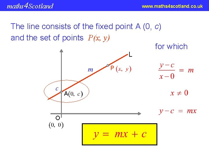 maths 4 Scotland www. maths 4 scotland. co. uk The line consists of the