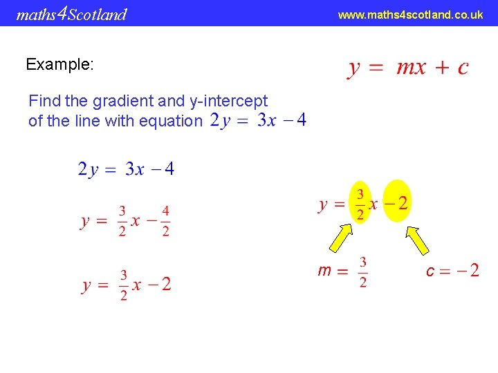 maths 4 Scotland www. maths 4 scotland. co. uk Example: Find the gradient and