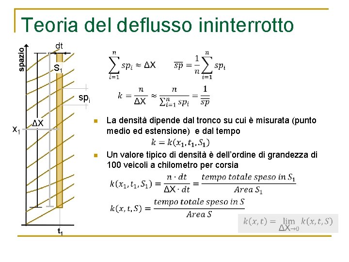 Teoria del deflusso ininterrotto S 1 spi x 1 n La densità dipende dal