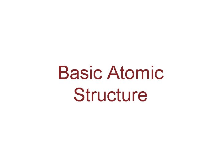 Basic Atomic Structure 