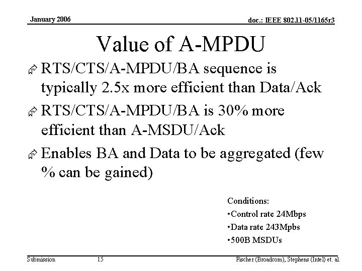 January 2006 doc. : IEEE 802. 11 -05/1165 r 3 Value of A-MPDU Æ