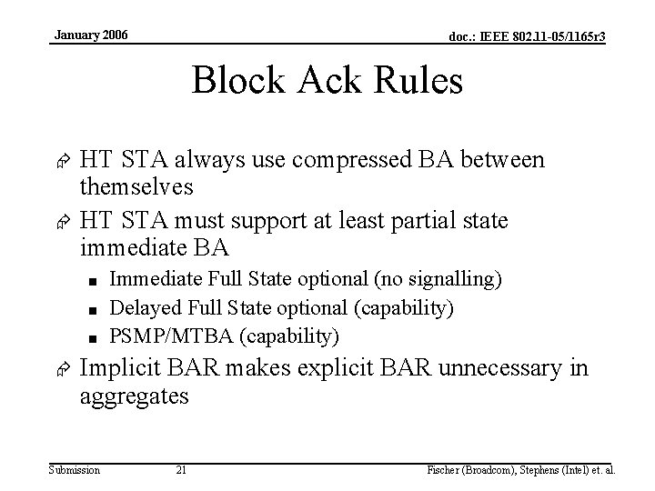 January 2006 doc. : IEEE 802. 11 -05/1165 r 3 Block Ack Rules Æ