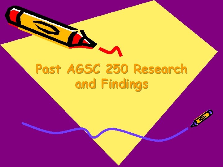 Past AGSC 250 Research and Findings Past AGSC 250 Research and Findings