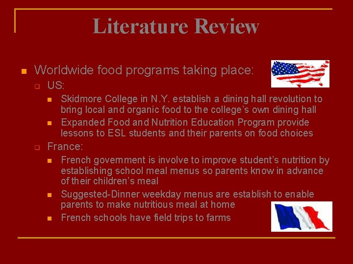 Literature Review n Worldwide food programs taking place: q US: n n q Skidmore Literature Review n Worldwide food programs taking place: q US: n n q Skidmore