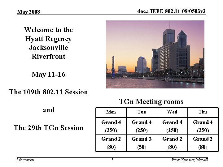 doc. : IEEE 802. 11 -08/0503 r 3 May 2008 Welcome to the Hyatt