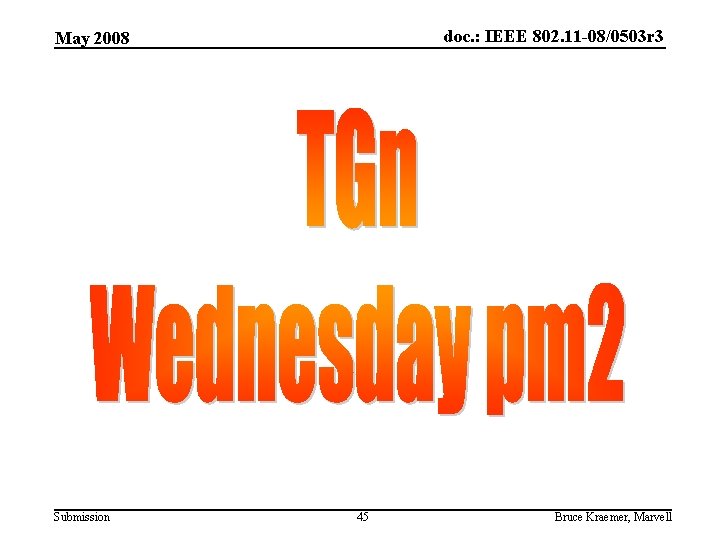 doc. : IEEE 802. 11 -08/0503 r 3 May 2008 Submission 45 Bruce Kraemer,