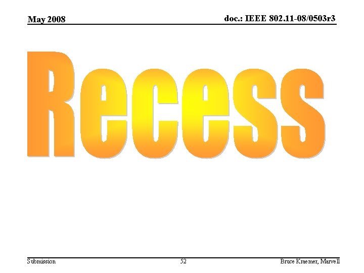 doc. : IEEE 802. 11 -08/0503 r 3 May 2008 Submission 52 Bruce Kraemer,