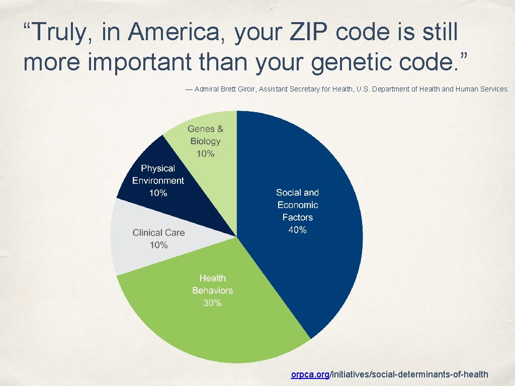 “Truly, in America, your ZIP code is still more important than your genetic code.