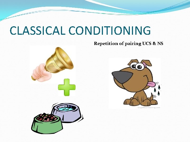 CLASSICAL CONDITIONING Repetition of pairing UCS & NS 