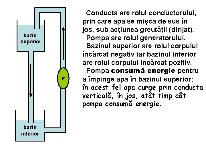 bazin superior P bazin inferior Conducta are rolul conductorului, prin care apa se mişca