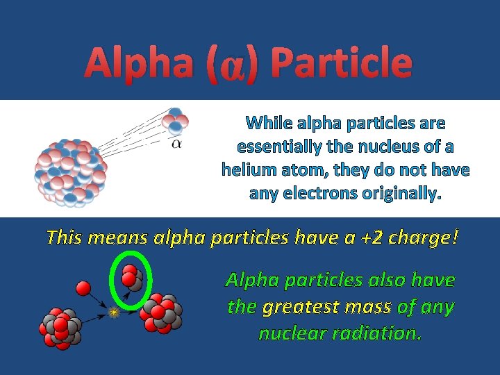 Alpha (α) Particle While alpha particles are essentially the nucleus of a helium atom,