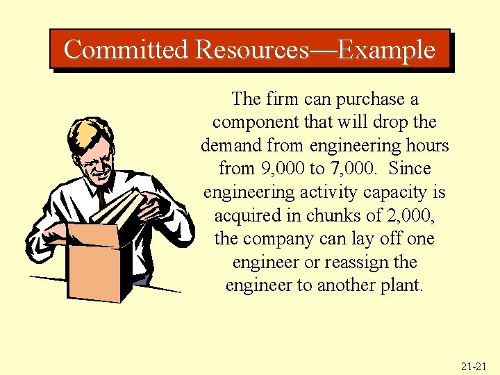 Committed Resources—Example The firm can purchase a component that will drop the demand from