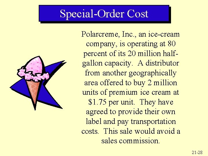 Special-Order Cost Polarcreme, Inc. , an ice-cream company, is operating at 80 percent of