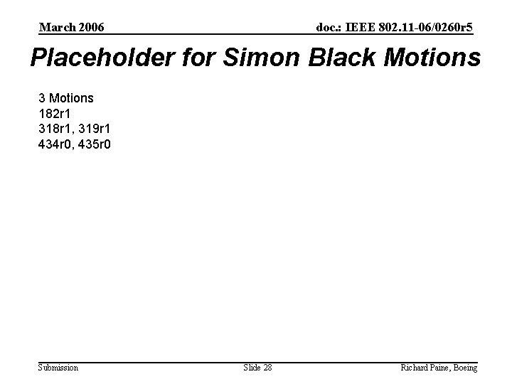 March 2006 doc. : IEEE 802. 11 -06/0260 r 5 Placeholder for Simon Black