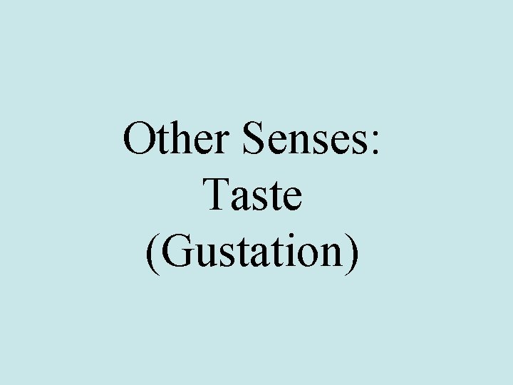 Other Senses: Taste (Gustation) Other Senses: Taste (Gustation)