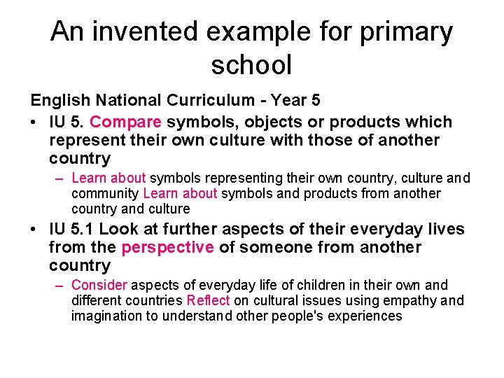 An invented example for primary school English National Curriculum - Year 5 • IU