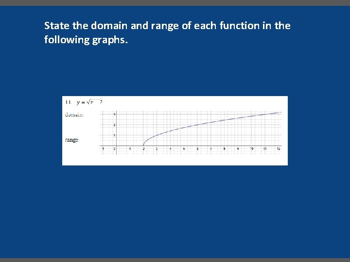 State the domain and range of each function in the following graphs. 