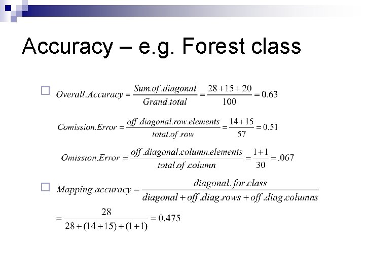 Accuracy – e. g. Forest class ¨ ¨ 