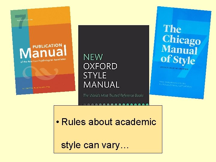  • Rules about academic style can vary… 