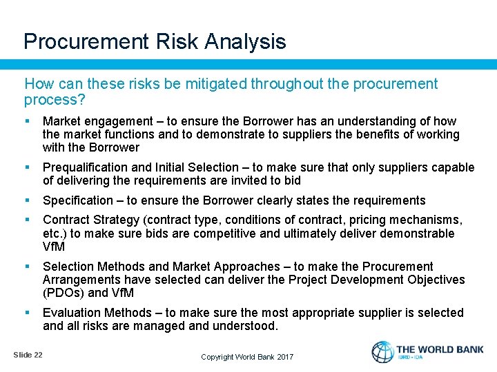 Procurement Risk Analysis How can these risks be mitigated throughout the procurement process? §