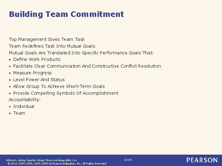 Building Team Commitment Top Management Gives Team Task Team Redefines Task Into Mutual Goals