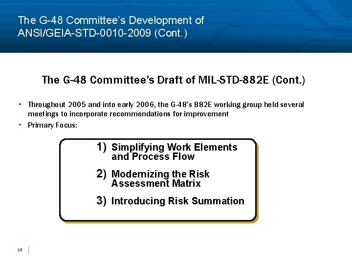 The G-48 Committee’s Development of ANSI/GEIA-STD-0010 -2009 (Cont. ) The G-48 Committee’s Draft of