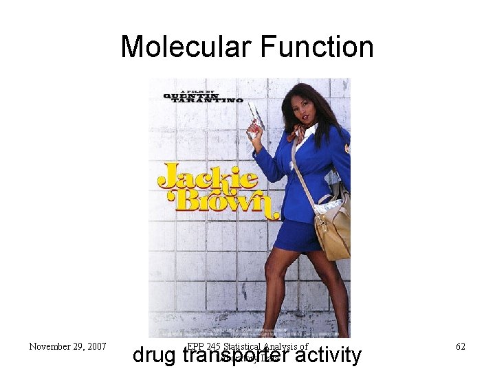 Molecular Function November 29, 2007 EPP 245 Statistical Analysis of Laboratory Data drug transporter
