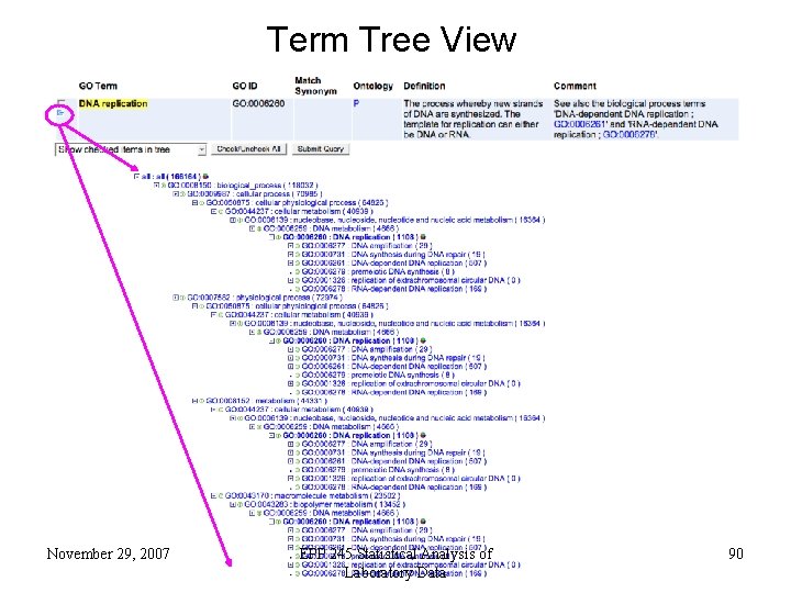 Term Tree View November 29, 2007 EPP 245 Statistical Analysis of Laboratory Data 90