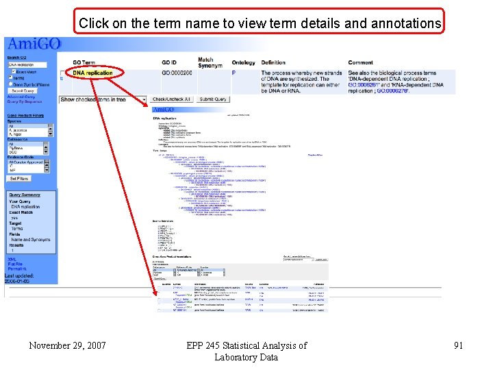 Click on the term name to view term details and annotations November 29, 2007